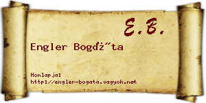Engler Bogáta névjegykártya